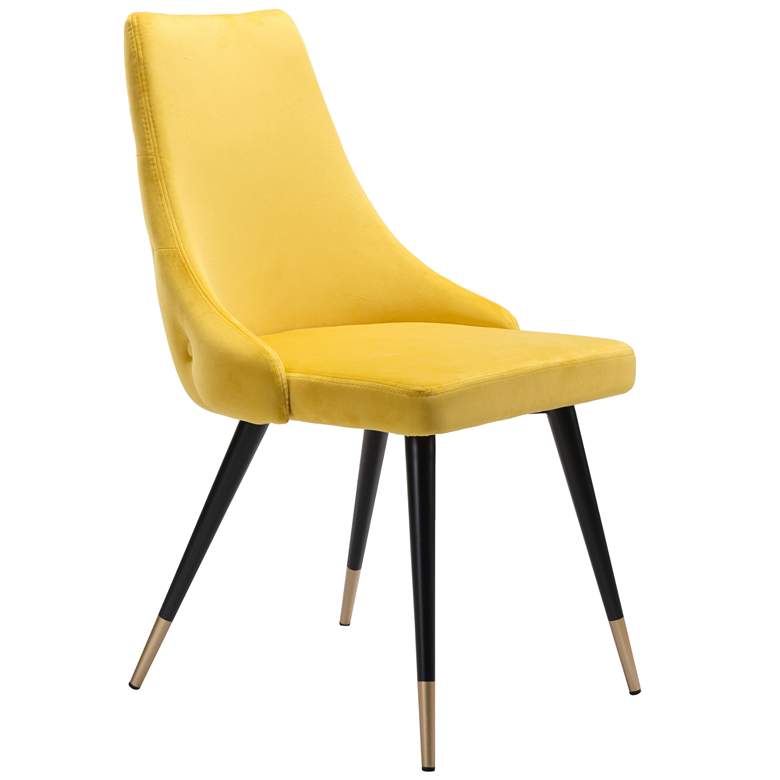 Image 1 Zuo Piccolo 34 3/4' High Yellow Velvet Dining Chair