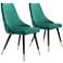 Zuo Piccolo Green Velvet Tufted Dining Chairs Set of 2