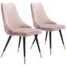 Zuo Piccolo Pink Velvet Tufted Dining Chairs Set of 2