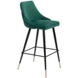Zuo Piccolo Tufted Green Velvet Armless Bar Chair