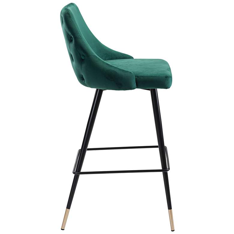 Image 2 Zuo Piccolo Tufted Green Velvet Armless Bar Chair more views