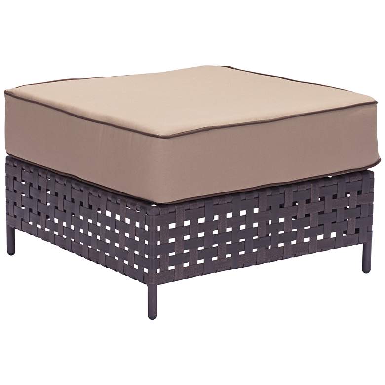 Image 1 Zuo Pinery Brown and Beige Outdoor Ottoman