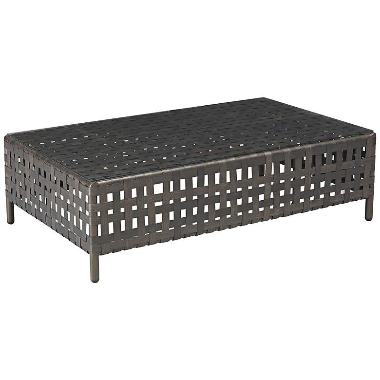 Image 1 Zuo Pinery Weathered Basket Weave Outdoor Coffee Table