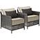 Zuo Pinery Weathered Basket Weave Plush Outdoor Armchair