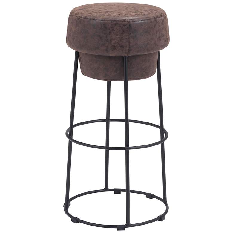 Image 1 Zuo Pop 29 1/2" Natural Faux Leather Round Bar Stool