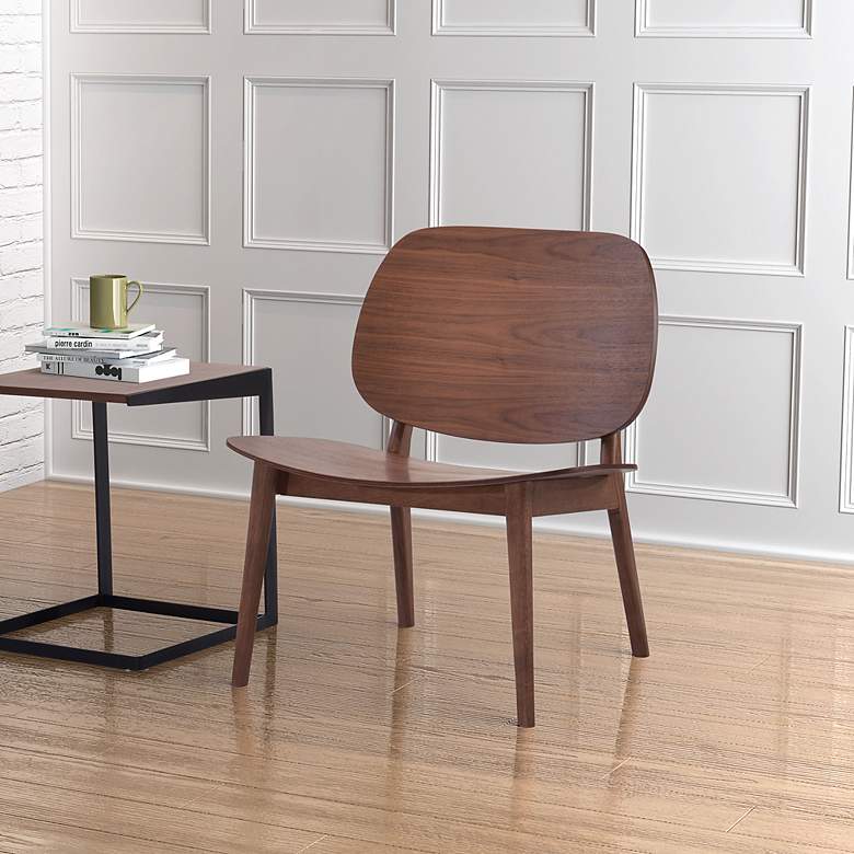Image 3 Zuo Priest Solid Walnut Wood Scandinavian Modern Lounge Chair more views