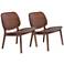 Zuo Priest Walnut Wood Lounge Chairs Set of 2