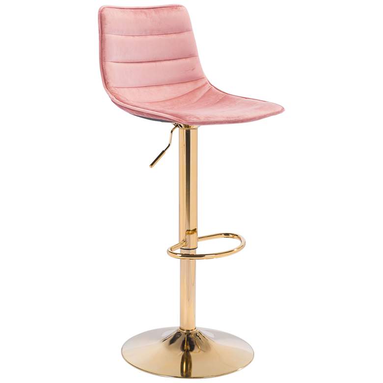 Image 1 Zuo Prima Pink Adjustable Swivel Bar Stool