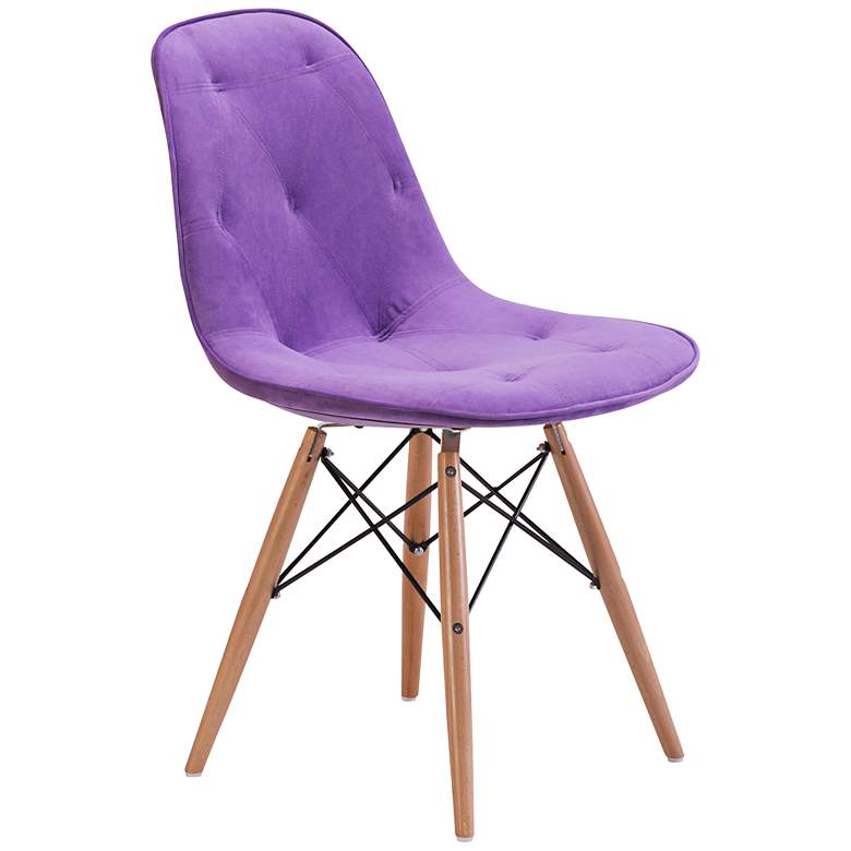 Image 1 Zuo Probability Purple Velour Wood Chair