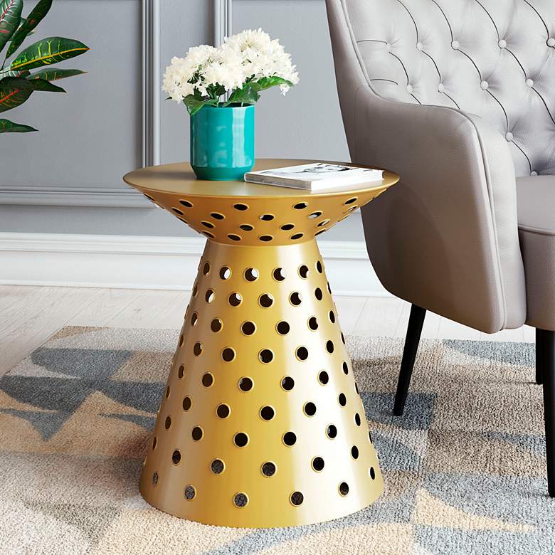 Image 1 Zuo Proton 18" Wide Gold Metal Round Side Table