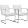 Zuo Quilt White Faux Leather Modern Dining Chairs Set of 2