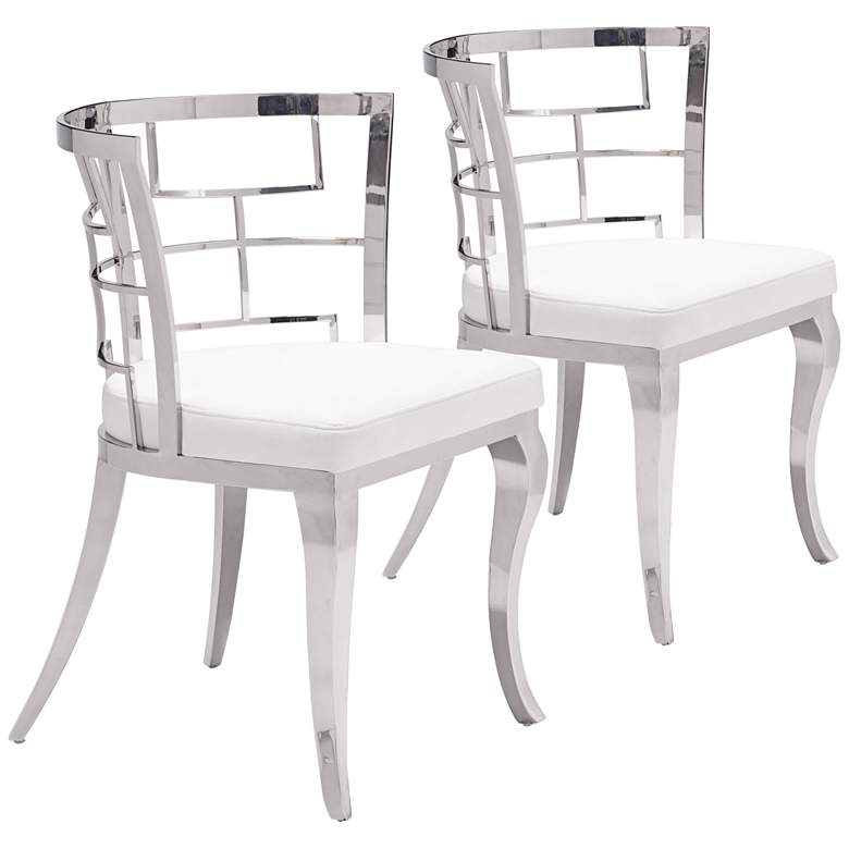 Image 1 Zuo Quince White Leatherette Dining Chair Set of 2