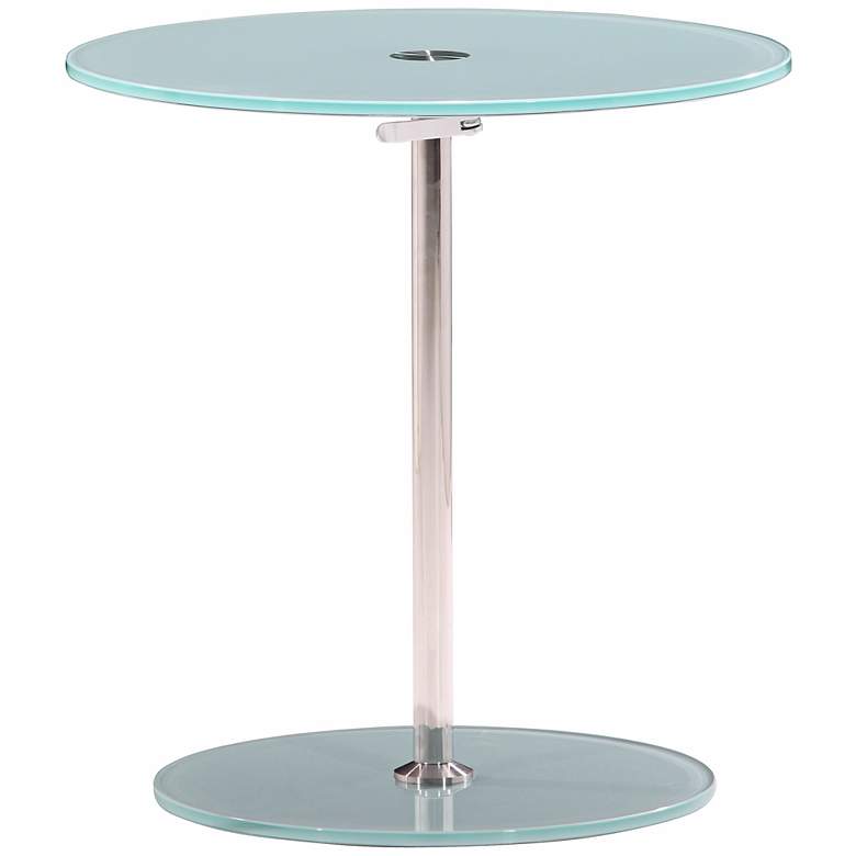 Image 1 Zuo Radical Adjustable Chrome and Frosted Glass Side Table