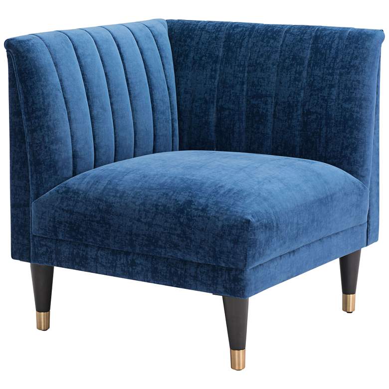 Image 1 Zuo Raven Blue Velvet Corner Chair