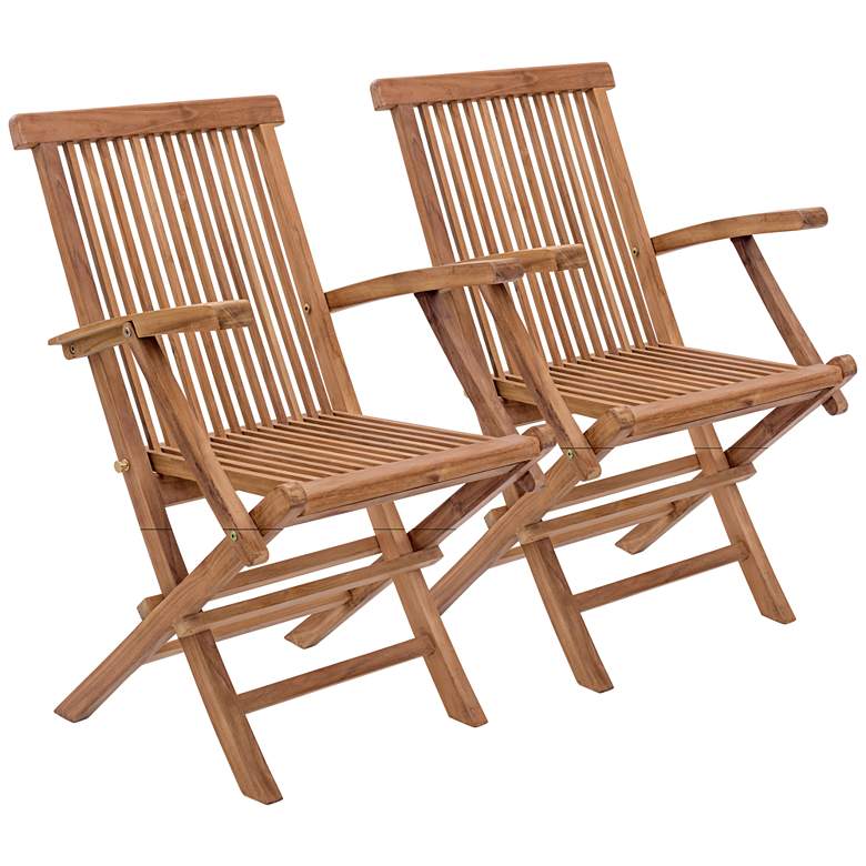 Image 1 Zuo Regatta Natural Wood Outdoor Folding Armchair Set of 2