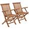 Zuo Regatta Natural Wood Outdoor Folding Armchair Set of 2