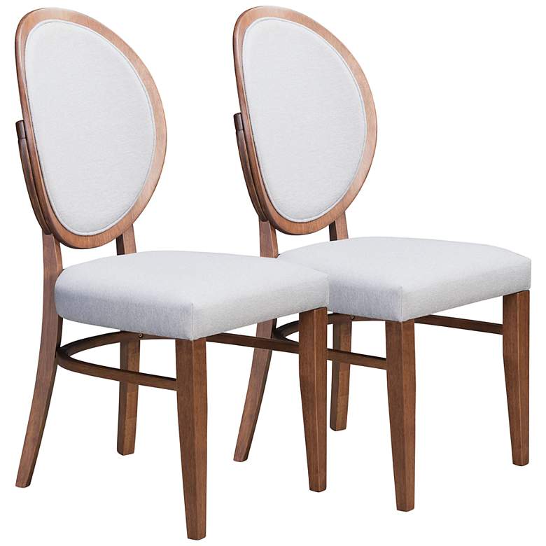 Image 2 Zuo Regents Gray Fabric and Walnut Dining Chairs Set of 2