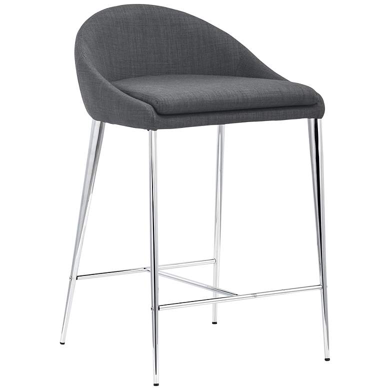 Image 1 Zuo Reykjavik 24 1/2 Graphite Fabric Counter Chairs Set of 2