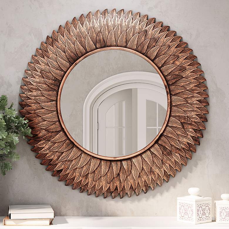 Image 1 Zuo Rhoda Copper 28 3/4" Round Decorative Wall Mirror