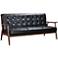 Zuo Rocky Black Faux Leather Button Modern Tufted Sofa