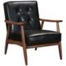 Zuo Rocky Black Faux Leather Button Tufted Arm Chair