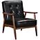 Zuo Rocky Black Faux Leather Button Tufted Arm Chair