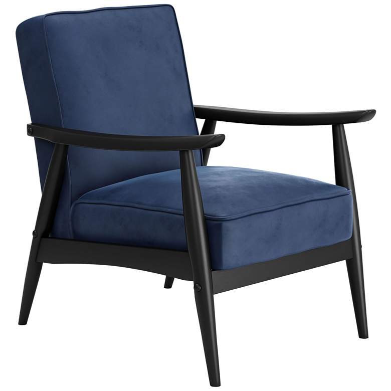 Image 1 Zuo Rocky Blue Velvet Fabric Modern Armchair