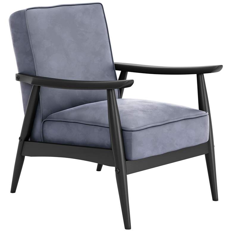 Image 1 Zuo Rocky Gray Velvet Fabric Modern Armchair