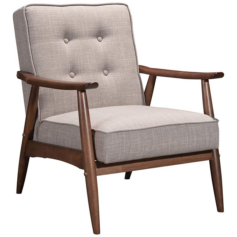 Image 1 Zuo Rocky Putty Fabric Button Tufted Arm Chair