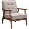 Zuo Rocky Putty Fabric Button Tufted Arm Chair