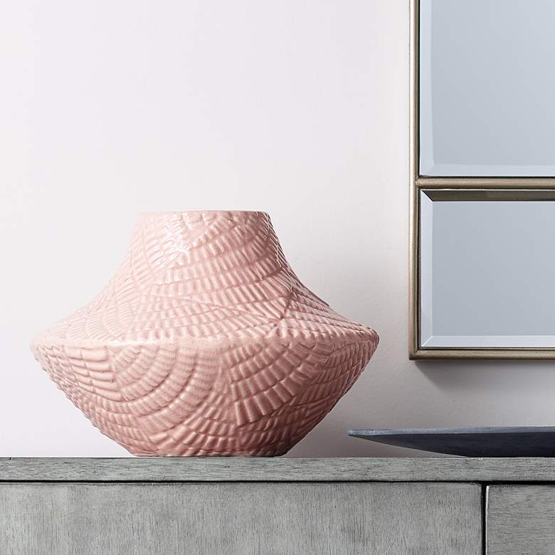 Image 1 Zuo Roco Pink 11 inch Wide Short Ceramic Vase