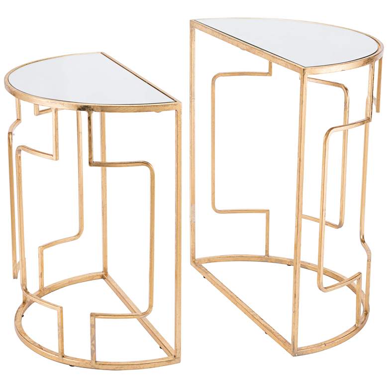 Image 1 Zuo Roma Mirrored Top and Gold 2-Piece End Table Set
