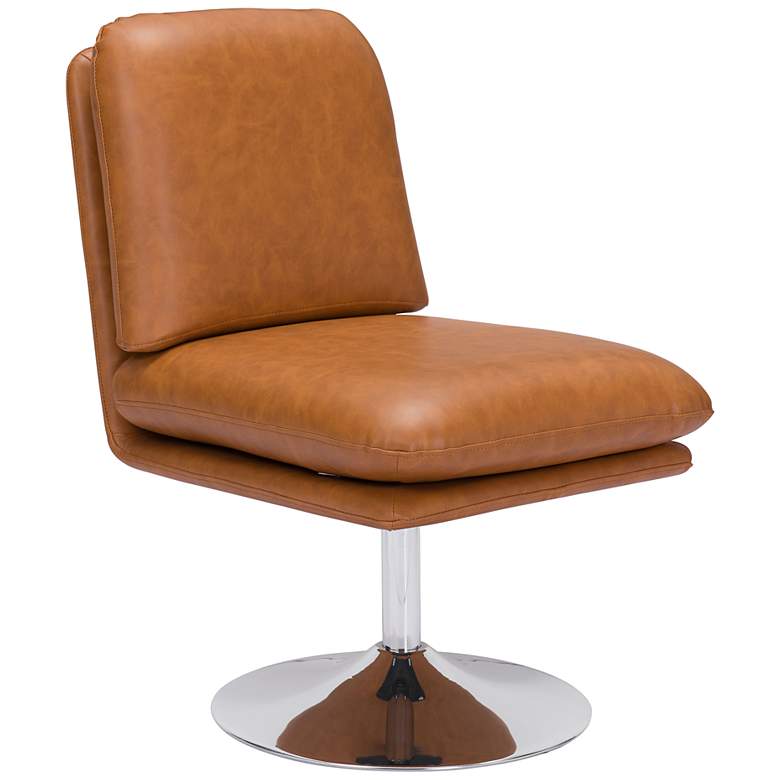 Image 2 Zuo Rory Brown Faux Leather Swivel Accent Chair
