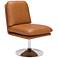 Zuo Rory Brown Faux Leather Swivel Accent Chair