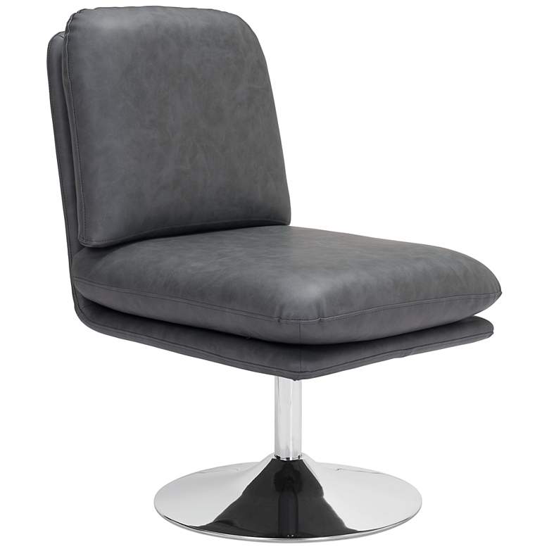 Image 2 Zuo Rory Gray Faux Leather Swivel Accent Chair