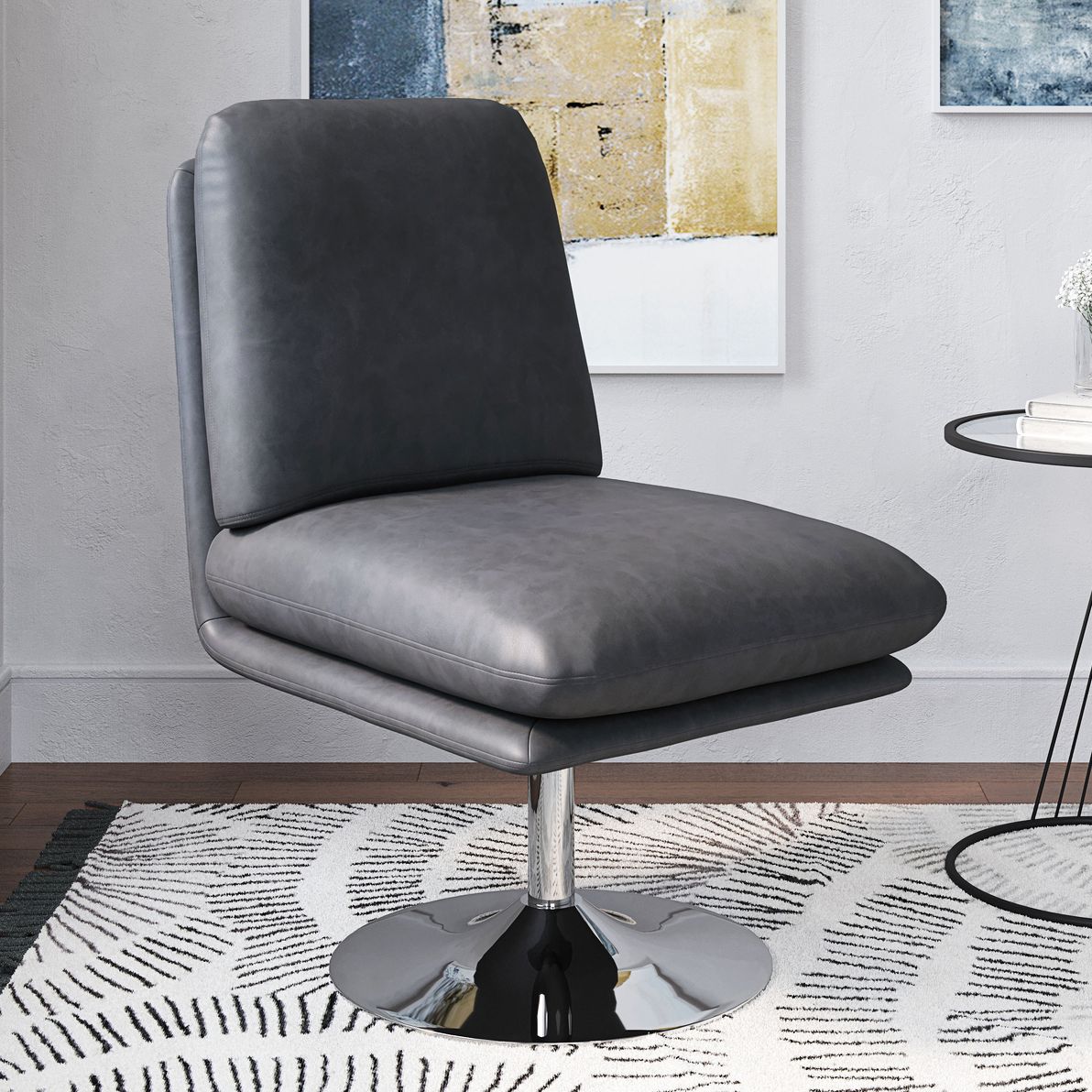 Faux leather grey chair sales