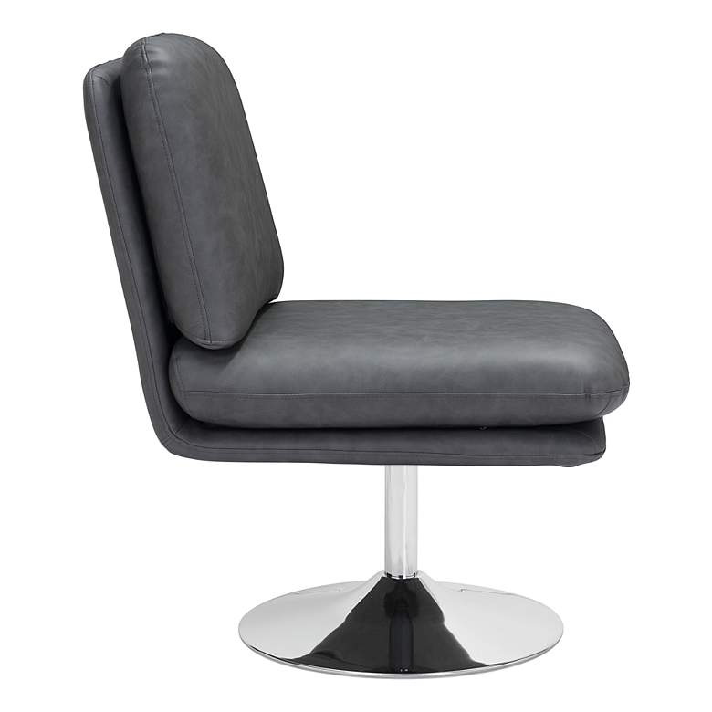 Image 5 Zuo Rory Gray Faux Leather Swivel Accent Chair more views