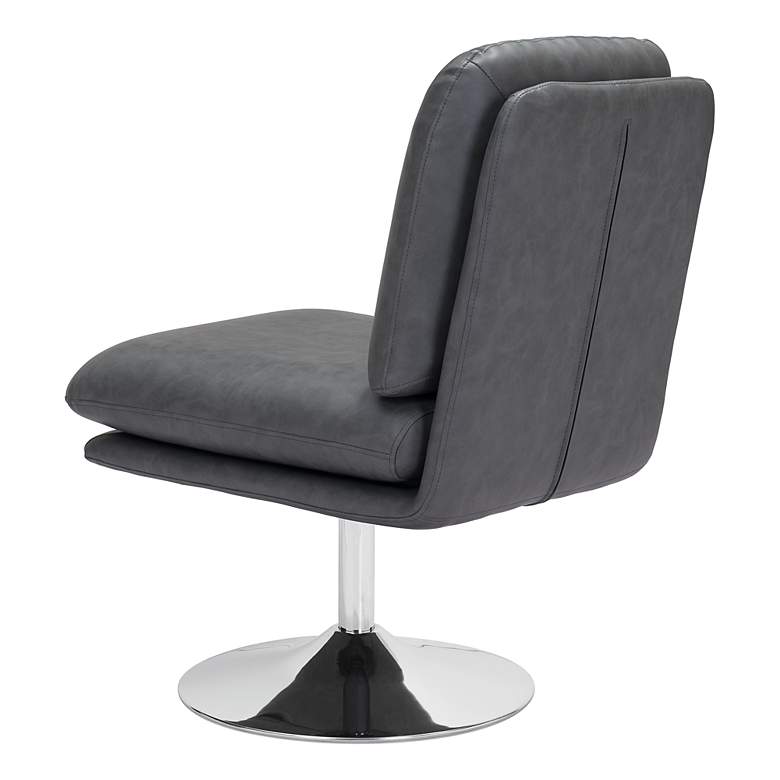 Image 7 Zuo Rory Gray Faux Leather Swivel Accent Chair more views