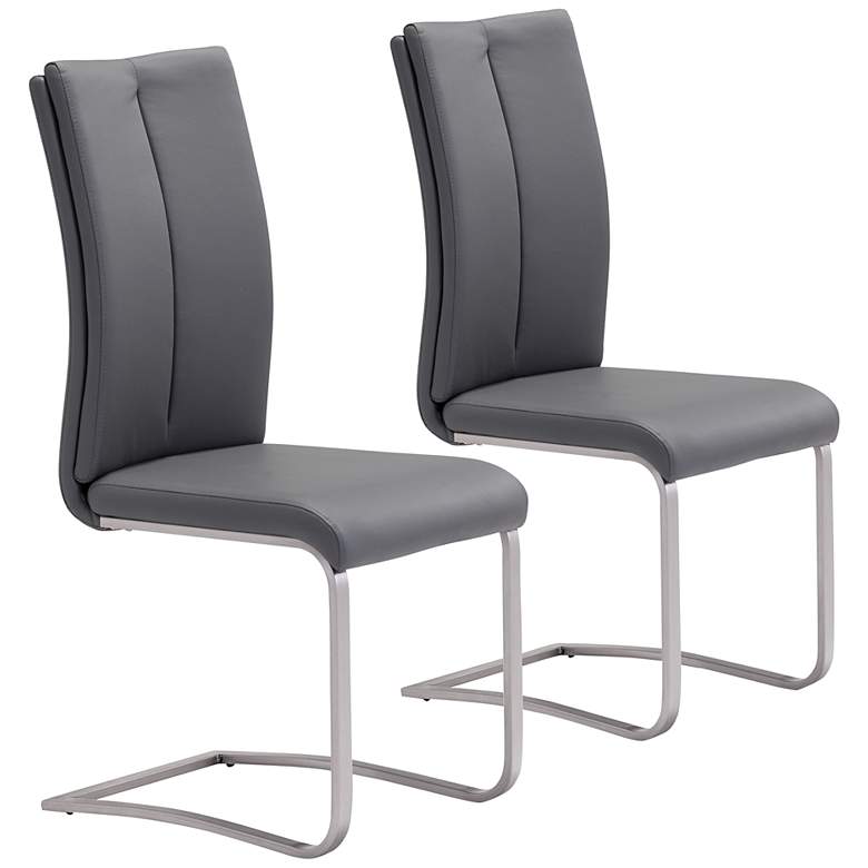 Image 1 Zuo Rosemont Gray Faux Leather Dining Chairs Set of 2