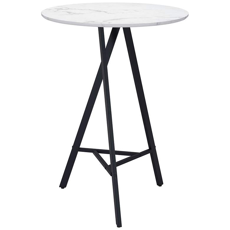 Image 1 Zuo Rouen 31 1/2" Wide Faux Marble Top Black Tripod Base Bar Table
