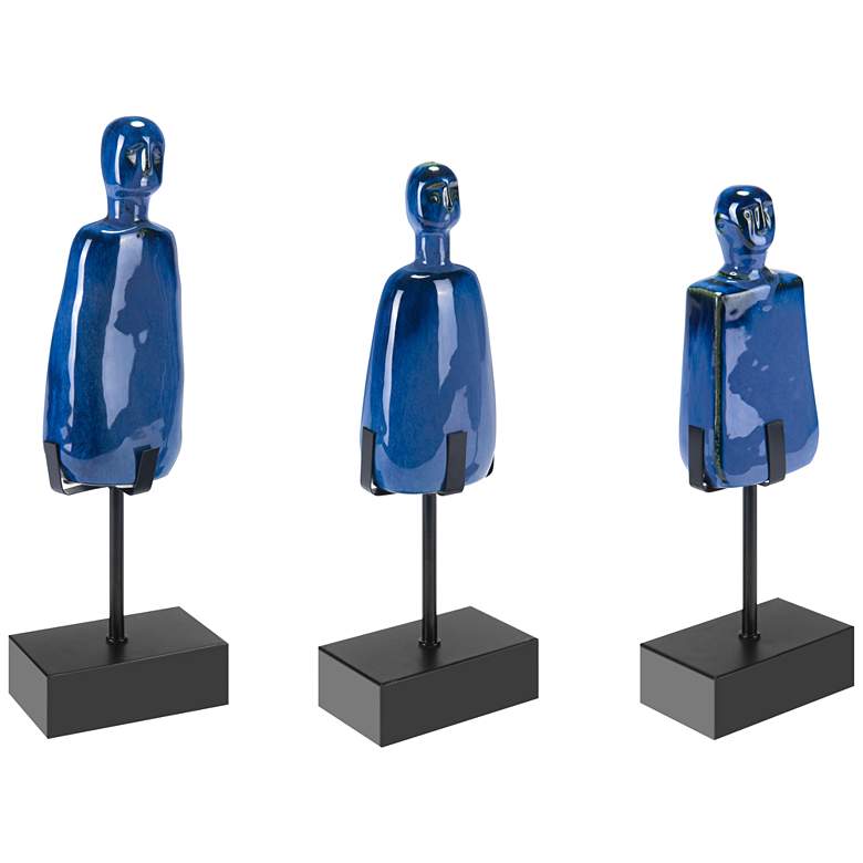 Image 1 Zuo Salar Blue Ceramic Figurines Set of 3
