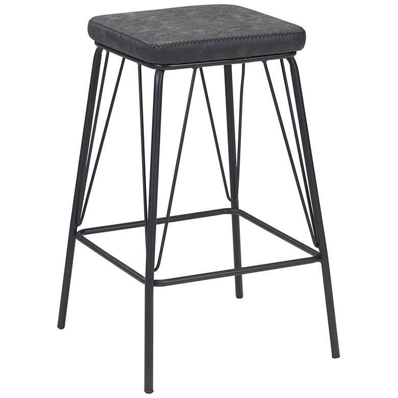 Image 1 Zuo Samuel 26 inch Vintage Black Faux Leather Counter Stool