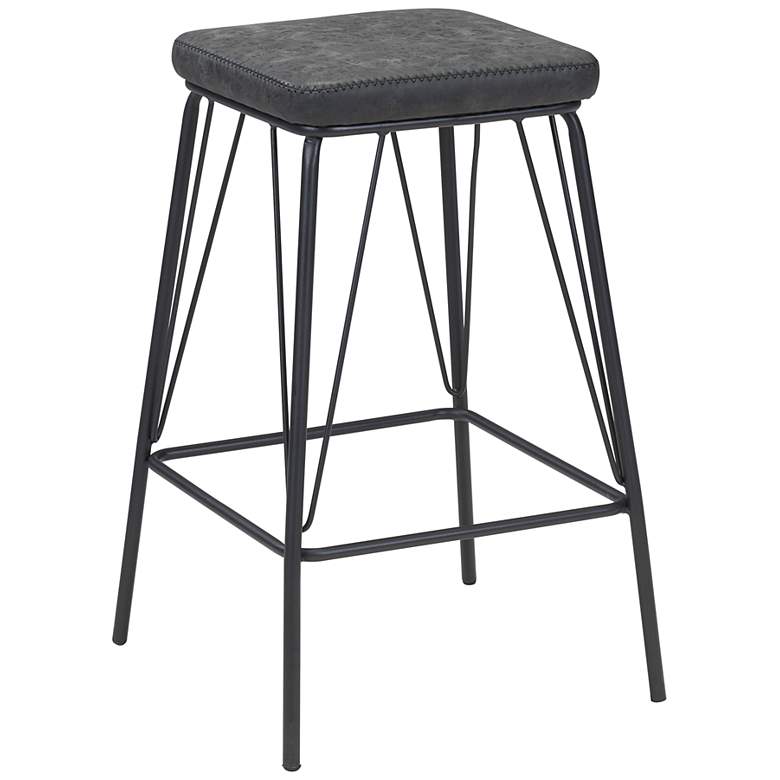Image 1 Zuo Samuel 26" Vintage Black Faux Leather Counter Stool