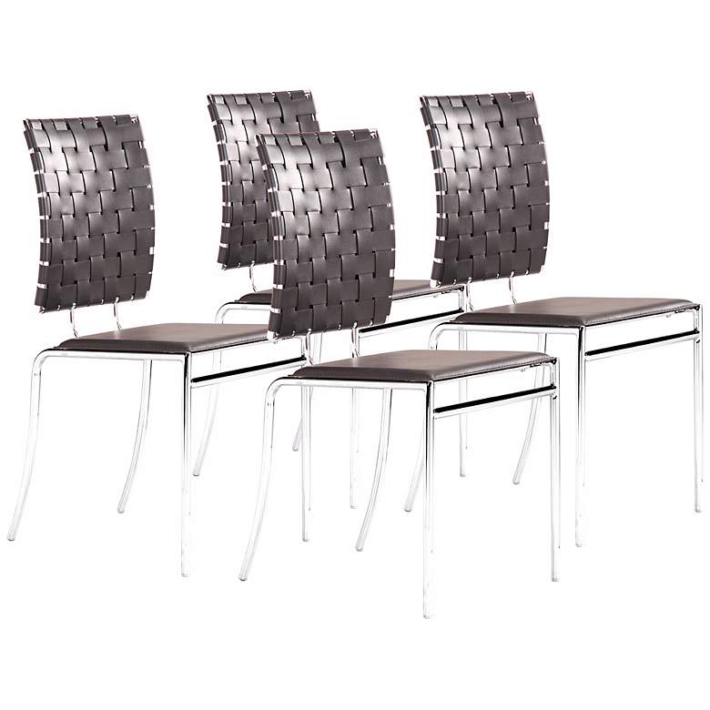 Image 1 Zuo Set of 4 Criss Cross Dining Black Chairs