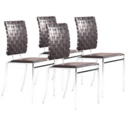 Zuo Set of 4 Criss Cross Dining Black Chairs