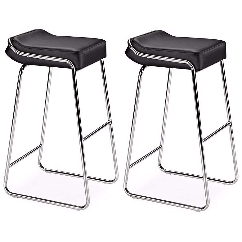 Image 1 Zuo Set of Two Black Wedge 32 inch High Barstools
