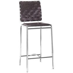 Zuo Set of Two Leatherette Weave 26&quot; High Counter Stools