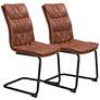 Zuo Sharon Vintage Brown Faux Leather Dining Chairs Set of 2