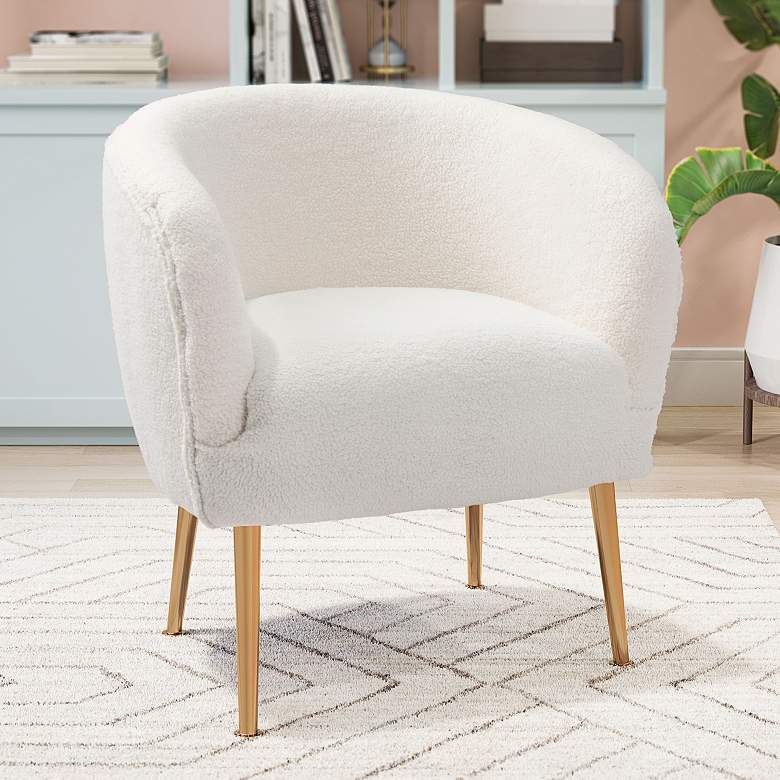 Image 1 Zuo Sherpa Beige Fabric Accent Chair