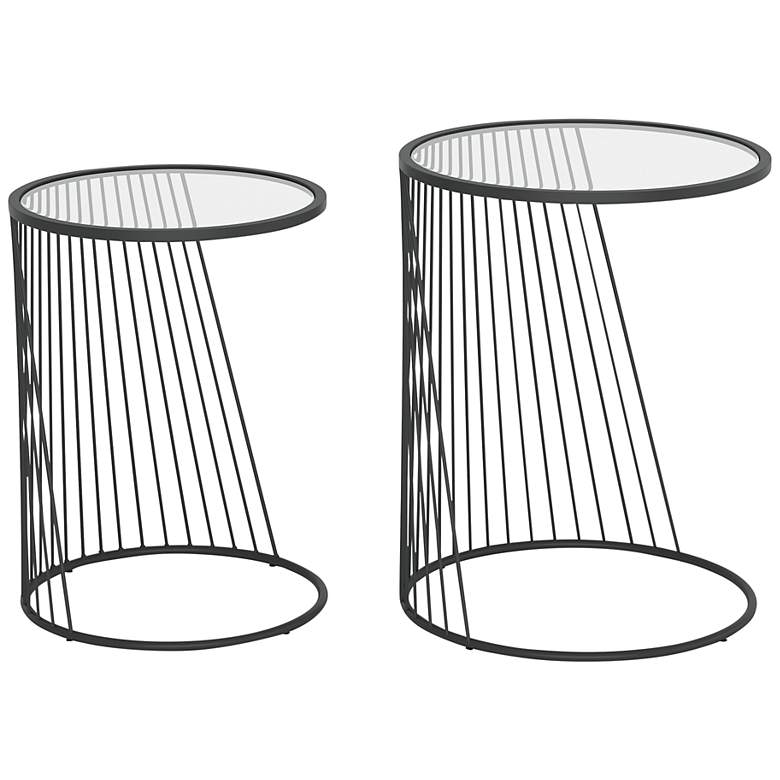 Image 2 Zuo Shine 16 1/4 inch Wide Black 2-Piece Nesting Tables Set